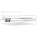 Bed Frame without Mattress White 200x200 cm Solid Wood 3195112