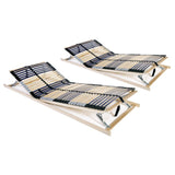 ZNTS Slatted Bed Bases without Mattress 2 pcs with 42 Slats 90x200 cm 3051434