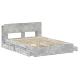 Bed Frame with Storage with Drawer Concrete Grey 150 x 200 cm 3433588