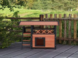 Cat House Outdoor w/ Balcony Stairs Roof, 77 x 50 x 73 cm, Brown T3398P349840