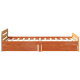 ZNTS Bed frame without Mattress Wax Brown 90x200 cm Solid Wood Pine 3309049