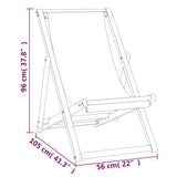Beach Chair Grey Teak wood Standard Multi-Position Backrest 47415