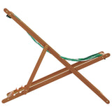 Folding Beach Chair Leaf Pattern Solid Wood Eucalyptus and Fabric 366566