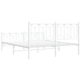Metal Bed Frame without Mattress with Footboard White 160x200cm 376198