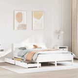 Bed Frame without Mattress White 140x200 cm Solid Wood Pine 3301750