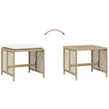 Garden Stools with Cushions 4 pcs Beige 41x41x36 cm Poly Rattan 365052