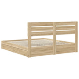 Storage Bed with Drawer Sonoma Oak 200 x 200 cm Engineered Wood 3411545
