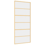 Sliding Door Gold 90x205 cm Clear ESG Glass and Aluminium 155161
