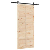 Sliding Door Brown 80 x 208 cm Solid Pine Wood 3381195