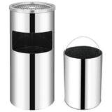Ashtray Dustbin Silver Stainless Steel Medium Removable Covers 51095