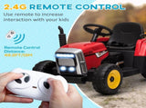 Ride On Tractor, Battery Powered Electric Car, with Detachable Trailer, Remote Control, Music - Red T3398P348361