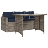 2 Piece Garden Dining Set with Cushions Grey Poly Rattan 366335