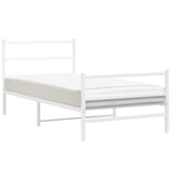 Metal Bed Frame without Mattress with Footboard White 100x200cm 355427