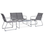 4 Piece Garden Lounge Set Fabric & Steel Grey 44351