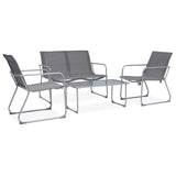 4 Piece Garden Lounge Set Fabric & Steel Grey 44351