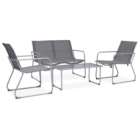 4 Piece Garden Lounge Set Fabric & Steel Grey 44351