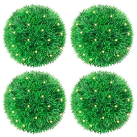 ZNTS Artificial Boxwood Balls with LED Lights 4 pcs Green 12 cm 3335904