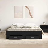 Bed Frame with Drawer Black Oak 140 x 200 cm Engineered Wood 3333968