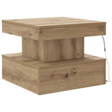 Coffee Table with LED Lights Artisian Oak 50x50x40 cm 857713