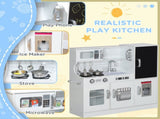 Pretend Play Kitchen, Kids Kitchen Playset, with Toy Phone, Chalkboard, Microwave, Cooking Stove, T3398P378964