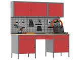 Work Cabinet 8 pcs Red and Grey Engineered Wood and Steel 3321453