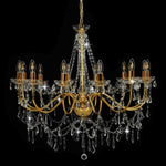 Chandelier with Beads Golden 12 x E14 Bulbs 281611