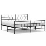 Metal Bed Frame without Mattress with Footboard Black 200x200cm 355684