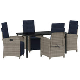 Garden Dining Set with Cushion 5 pcs Grey Poly Rattan 3380361