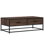 ZNTS Coffee Table Brown Oak 100x50x35 cm Engineered Wood and Metal 848783