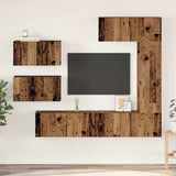 TV Cabinet Set Wall-mounted 6 pcs Old Wood Engineered Wood 3393246