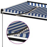Manual Retractable Awning with LED 450x350 cm Blue and White 3069201