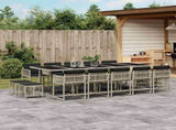 15 Piece Garden Dining Set with Cushions Light Grey Poly Rattan 3211535
