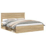Bed Frame with Headboard Sonoma 180 x 200 cm Solid Pine Wood 3409729