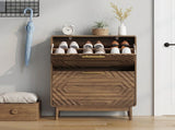 60cm Walnut Shoe Cabinet, Mid-Century Modern Freestanding Shoe Cabinet, Freestanding Organizer with W6296P540568