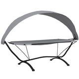 Outdoor Lounge Bed with Canopy Grey Steel and Oxford Fabric 317600