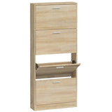 Shoe Cabinet Oak 59x17x150 cm Engineered Wood 342519