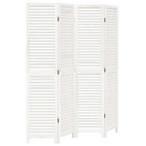 Room Divider 4 Panels White Solid Wood Paulownia 358834