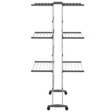 3-Tier Laundry Drying Rack with Wheels Silver 60x70x129 cm 344376