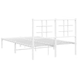 Metal Bed Frame without Mattress with Headboard White 120x190cm 355607