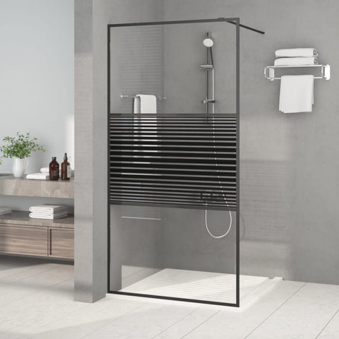Walk-in Shower Wall Black 100x195 cm Clear ESG Glass 152147
