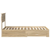 Bed Frame Sonoma Oak and Silver 75 x 190 cm Engineered Wood 3410044