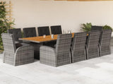 11 Piece Garden Dining Set with Cushions Grey Poly Rattan 3277615
