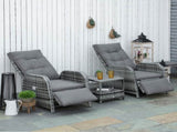 2 Seater Rattan Wicker Chaise Lounge Sofa Set Bistro Conversation Furniture with Cushion for T3398P314742