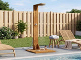 Outdoor Shower 219 cm Solid Acacia Wood and Stainless Steel 903116