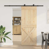 Sliding Door with Hardware Set 90x210 cm Solid Wood Pine 3332769