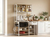 Kitchen Baker's Rack, Microwave Stand with Storage Shelves and 6 Hooks for Small Spaces T3398P553403