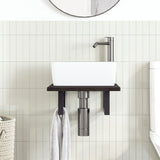 Basin Shelf Wall Mounted Steel and Solid Wood Oak 3302577