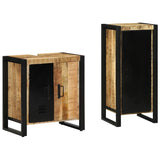 Bathroom Furniture Set 2 pcs Brown and Black Solid Mango Wood 3305604