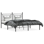 ZNTS Metal Bed Frame without Mattress with Headboard Black 160x200cm 374342