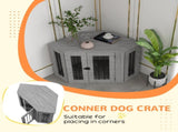 2 in 1 Dog Crate Furniture Side Table, with Cushion, 104 x 55 x 63cm - Grey T3398P376385